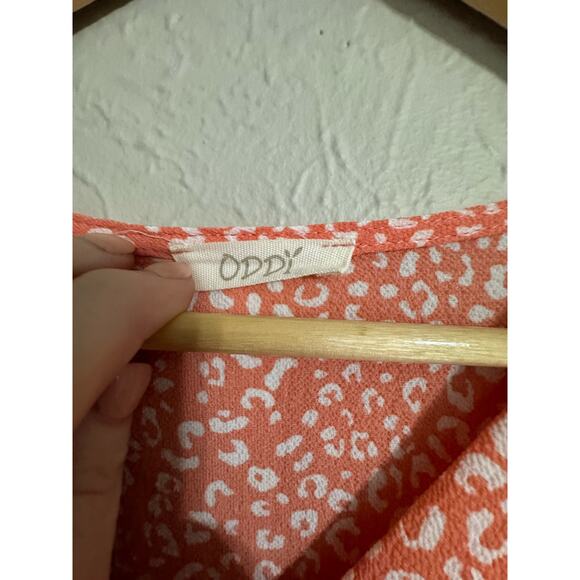 Oddy Coral White Balloon Sleeve Leopard Blouse Small - Picture 5 of 5